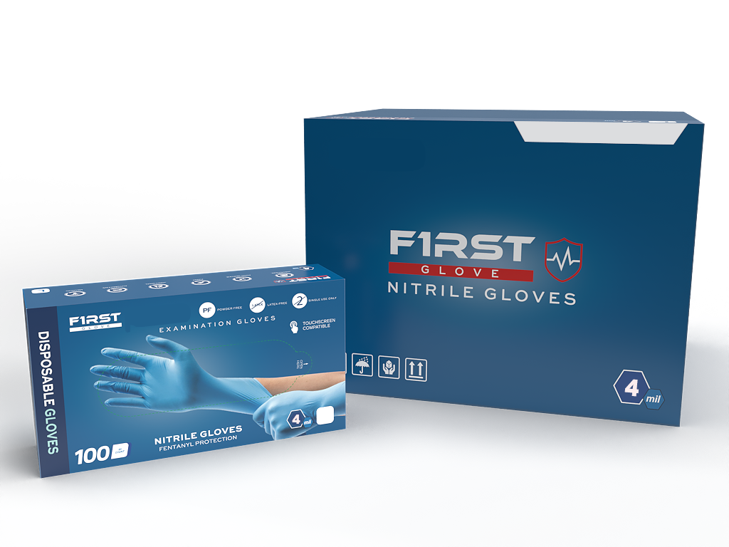 First Glove 4 Mil Nitrile Disposable Exam Gloves