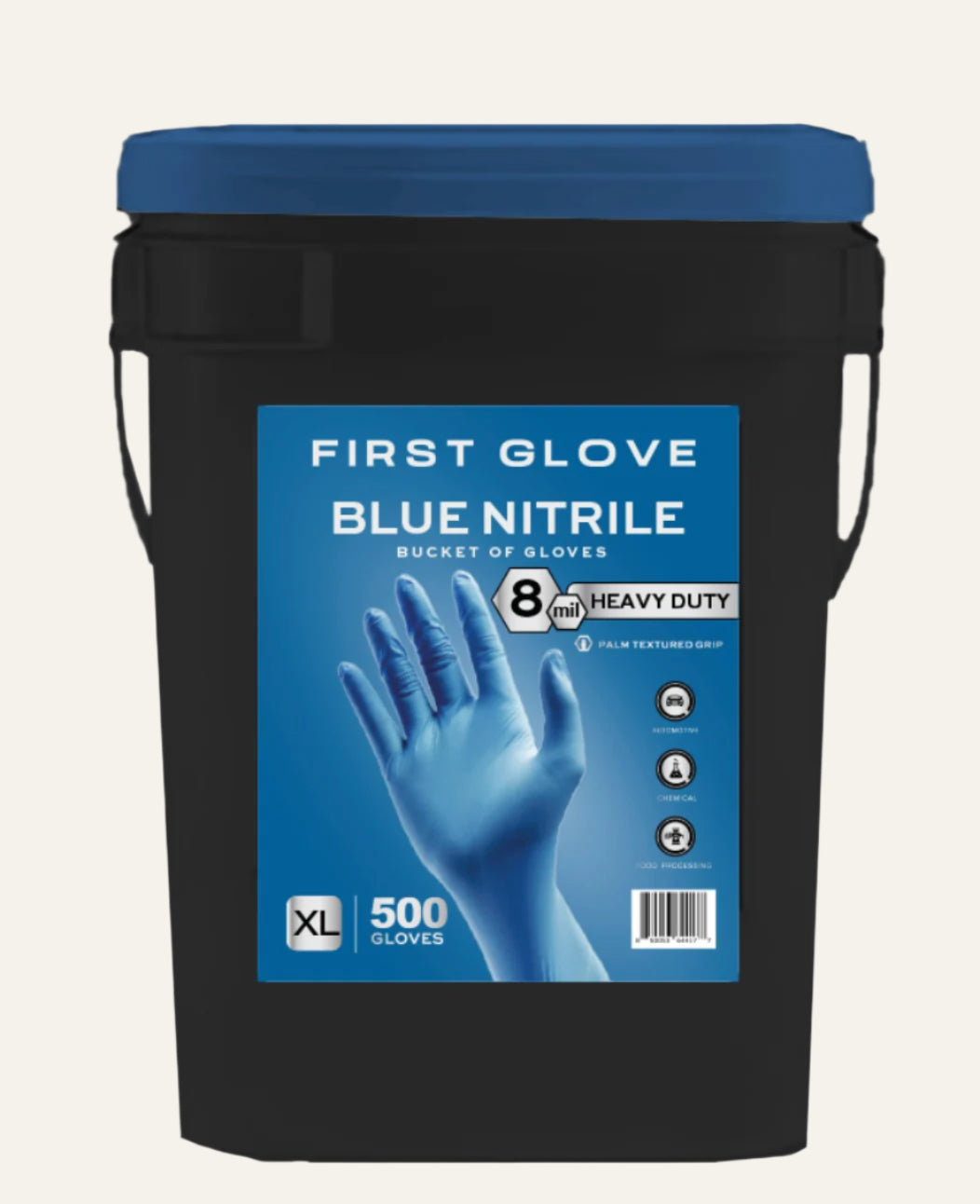 Blue Nitrile Exam Gloves, 8 Mil Medical Grade Disposable – Heavy-Duty, Fully Textured, Powder-Free (Bucket) | First Glove
