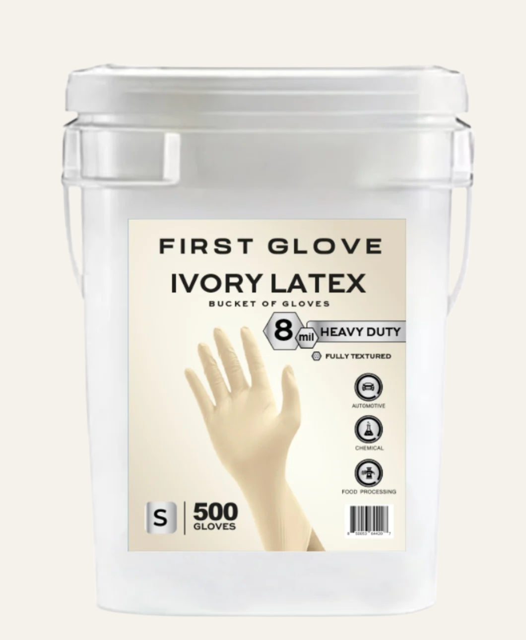 Latex Gloves, 8 Mil Heavy-Duty Disposable Exam Gloves – Fully Textured Grip, High Elasticity, Powder-Free (Box of 500) | First Glove