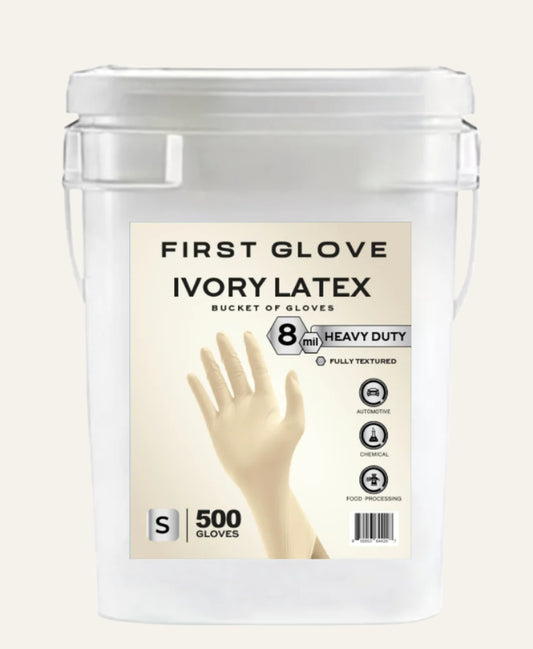 First Glove HD 8 Mil Latex Disposable Exam Gloves with Fully Texture