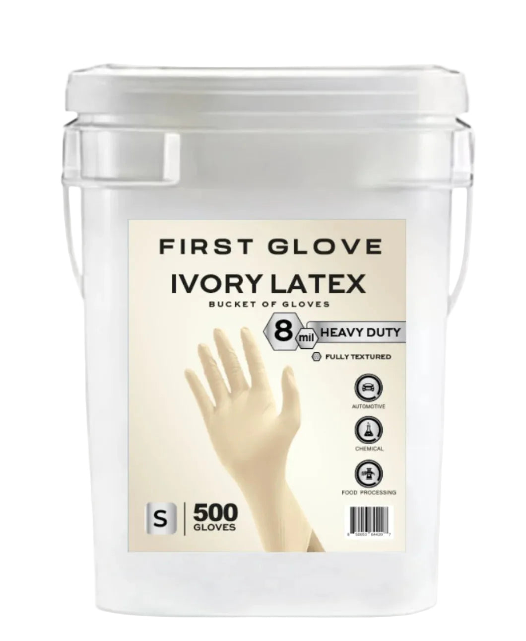 Latex Gloves, 8 Mil Heavy-Duty Disposable Exam Gloves – Fully Textured Grip, High Elasticity, Powder-Free (Box of 500) | First Glove