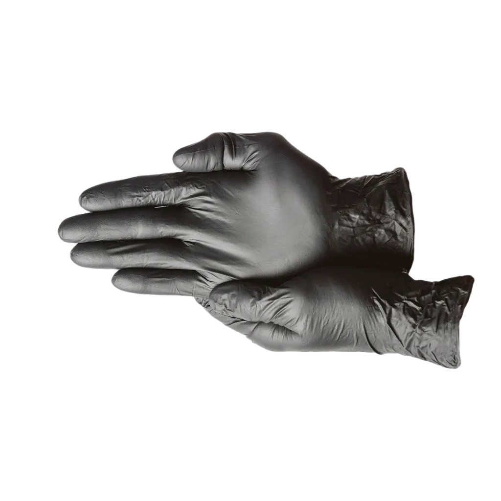 First Glove Black Nitrile Gloves Exam Grade- 4 Mil, Powder-Free