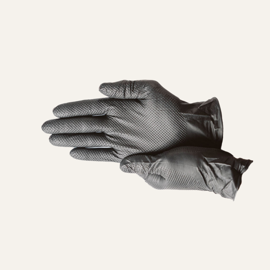 Black Nitrile Gloves, 8 Mil Heavy-Duty Industrial Disposable Gloves – Diamond Grip, Powder-Free, Latex-Free | First Glove