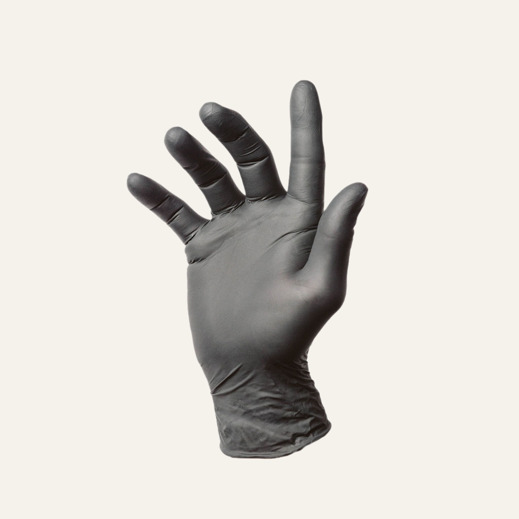 First Glove Volt black 6 mil nitrile exam gloves, close-up