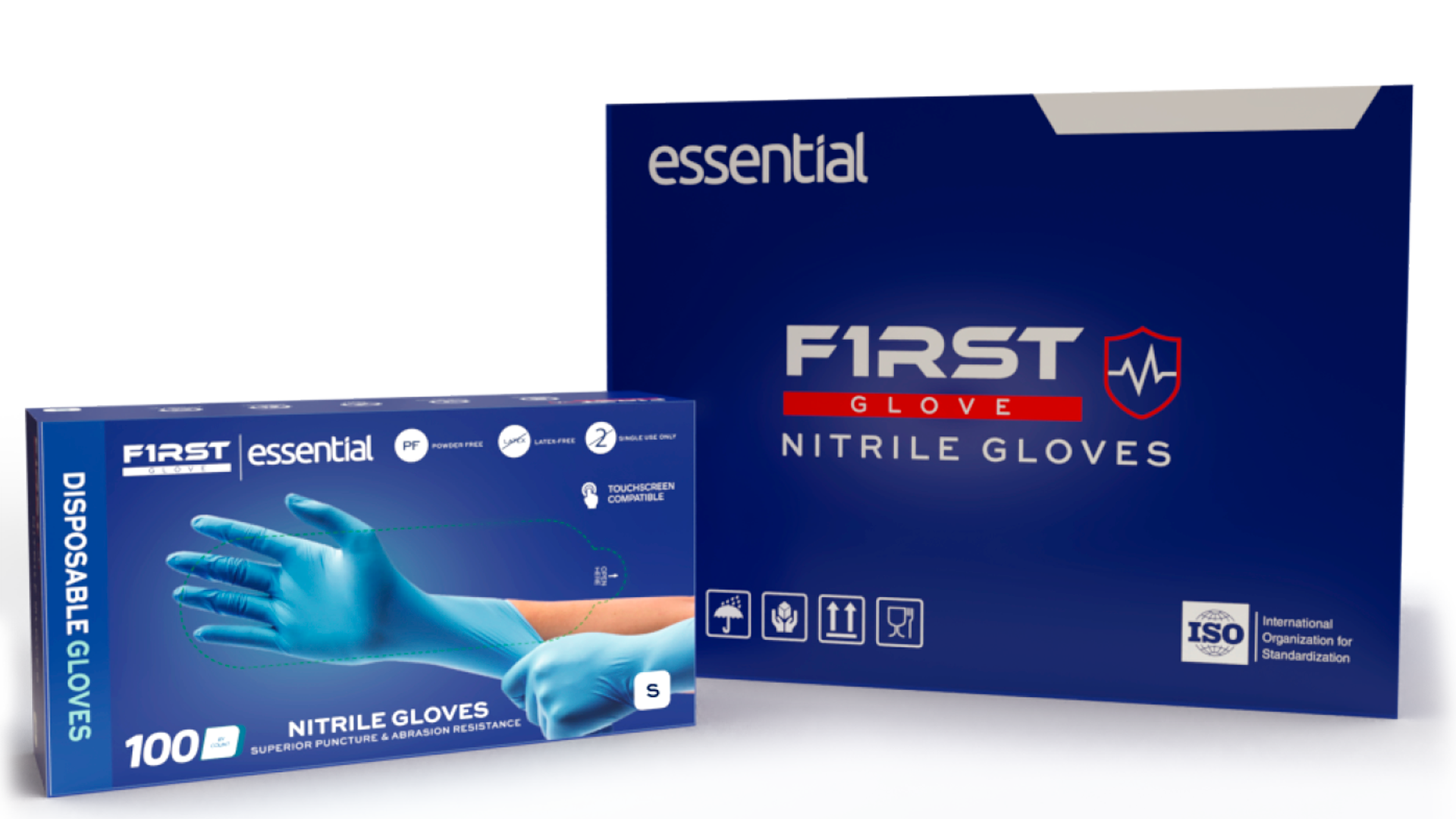 First Glove Essential 3.5 Mil Blue Nitrile Disposable Gloves