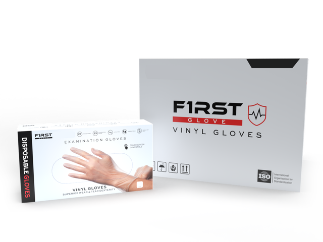 First Glove 4 Mil Clear Vinyl Exam Disposable Medical Gloves