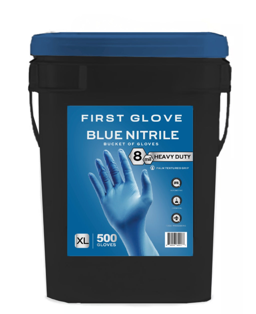 First Glove HD 8 Mil Blue Nitrile Disposable Exam Gloves with Fully Texture