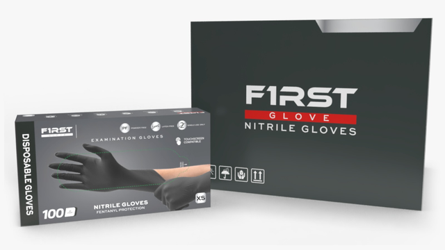 First Glove 3.5 Mil Black Nitrile Disposable Exam Gloves