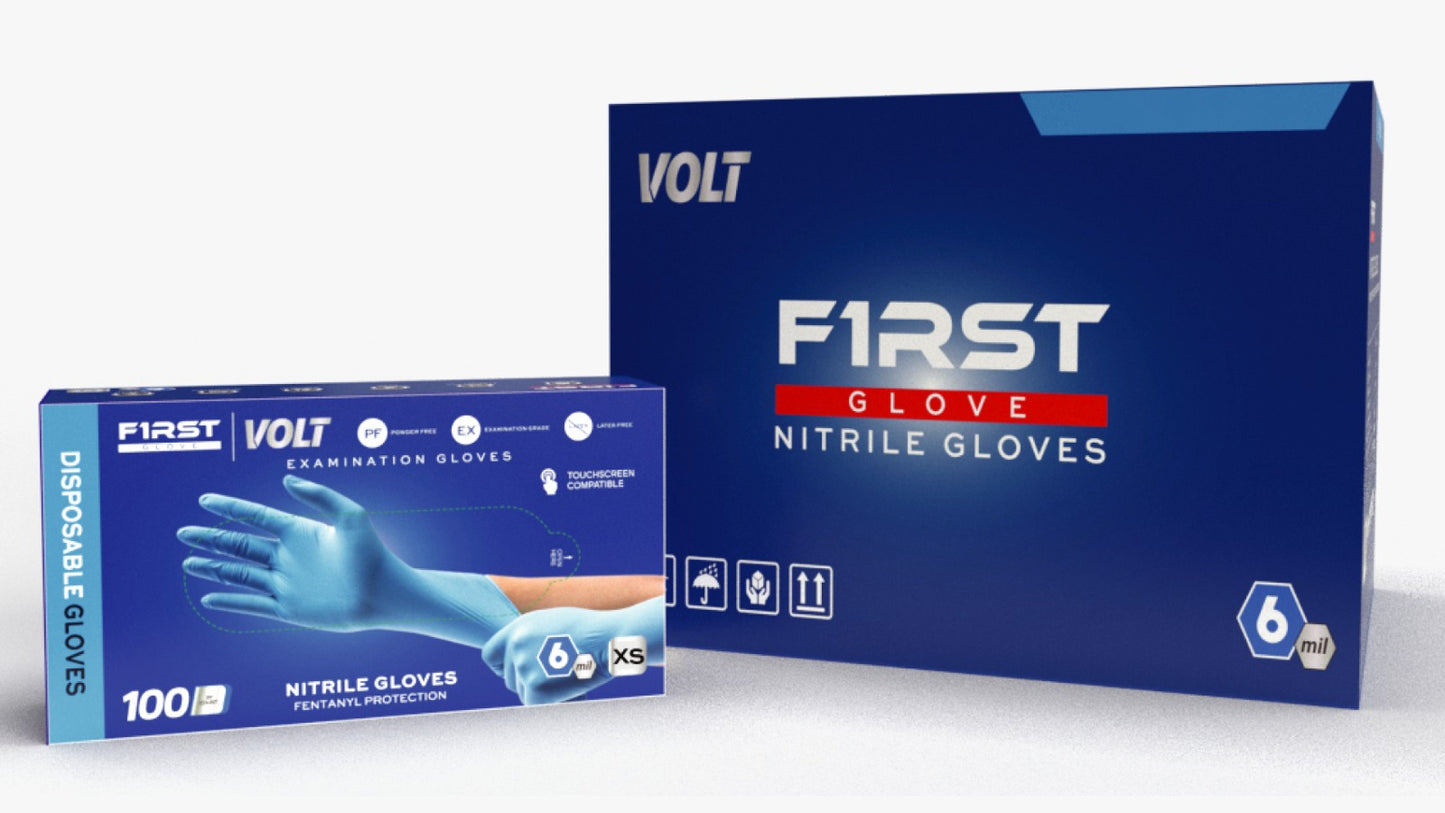 First Glove Volt 6 Mil Blue Nitrile Disposable Exam Gloves