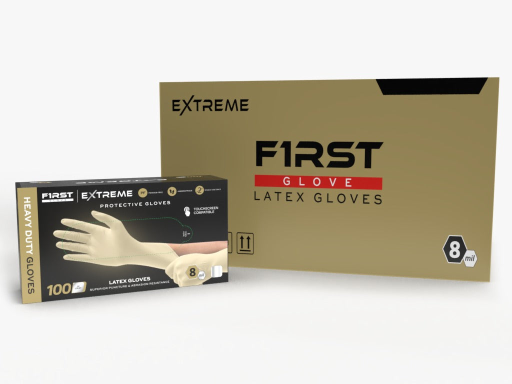 First Glove HD Extreme 8 Mil Latex Disposable Gloves
