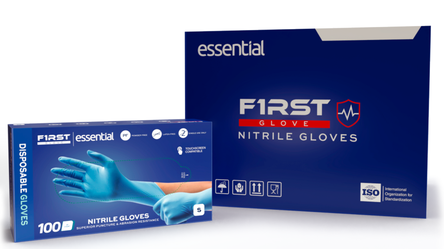 First Glove Essential 3 Mil Blue Nitrile Disposable Gloves