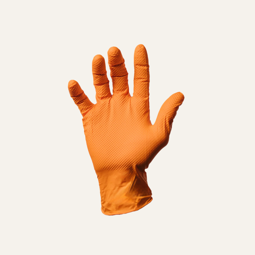 Orange 8 Mil Nitrile Industrial Gloves (Bucket) | First Glove Orange 8 Mil Nitrile Industrial Gloves (Bucket) | First Glove