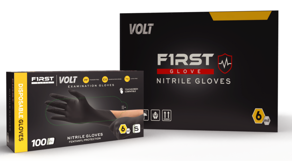 First Glove Volt 6 Mil Black Nitrile Disposable Exam Gloves