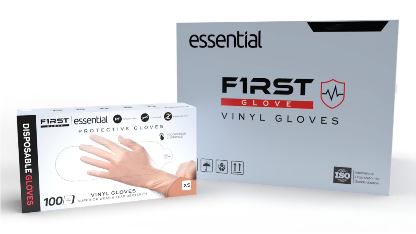First Glove Essential 3 Mil Clear Vinyl Disposable Gloves